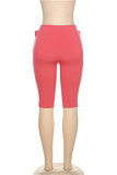 Red Fashion Casual Solid Basic Skinny High Waist Pants