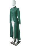 Vestido irregular con cremallera asimétrica informal de patchwork sólido verde militar Vestidos