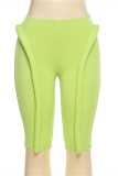 Зеленые модные повседневные однотонные базовые узкие брюки с высокой талией