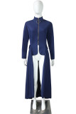 Vestido irregular con cremallera asimétrica informal de patchwork sólido azul real Vestidos