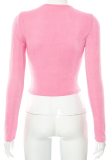 Pink Sexy Solid Patchwork O Neck Tops