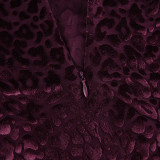 Пурпурные классические комбинезоны с круглым вырезом в стиле пэчворк с сексуальным принтом