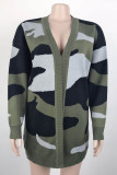 Army Green Fashion Casual Cardigan Camouflage Langarm Oberbekleidung