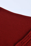 Rot Mode Lässig Erwachsene Solide Geknotet V-Ausschnitt Langarm Normale Ärmel Kurz Zweiteiler