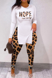 Camouflage Casual Print Slit Letter O Neck Long Sleeve Two Pieces