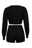Blanc Fashion Casual Solid Basic O Neck Long Sleeve Two Pieces