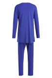 Azul Moda Casual Estampa Básica O Decote Plus Size Duas Peças
