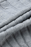Colarinho com capuz cinza casual patchwork sólido manga longa duas peças