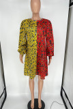 Robes trapèze multicolores à imprimé doux, col rond, patchwork