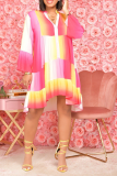 Vestidos de falda de pastel con cuello en V y estampado informal rosa