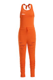 Оранжевые модные сплошные рваные комбинезоны без рукавов без рукавов с открытой спиной и лямкой на шее