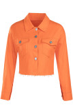 Jaqueta jeans sólida estilo rua laranja (somente jaqueta)