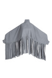 Темно-серая модная винтажная однотонная водолазка с кисточками плюс размер пальто