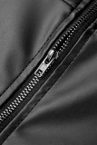 Parte de baixo de patchwork preto sexy com fenda reta cintura alta tipo A cor sólida