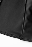 Negro Sexy Sólido Patchwork Hendidura Recta Cintura alta Tipo A Parte inferior de color sólido