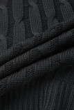 Nero casual patchwork solido due pezzi abiti matita manica lunga