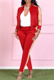 Pink Fashion Casual Solid Patchwork Turndown Collar Long Sleeve Two Pieces