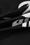 Ropa deportiva de moda gris con estampado de letras para adultos con cuello en O de dos piezas