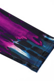 Purple Fashion Casual Print Patchwork O Neck Plus Size Two Pieces