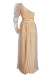 ホワイトファッションセクシーなソリッドバックレススリット斜め襟長袖プラスサイズのドレス