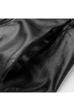 Черные модные повседневные однотонные штаны из искусственной кожи для взрослых с поясом, прямые штаны