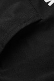 Черная модная спортивная одежда для взрослых с буквенным принтом и круглым вырезом из двух частей
