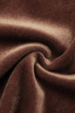Combinaisons décontractées à la mode marron avec col à fermeture éclair et patchwork solide