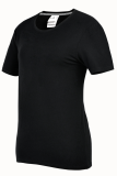 Camisetas con cuello en O de patchwork sólido con estampado lindo de calle negro