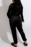 Zwart Mode Casual Solid Basic Rits Kraag Regular Jumpsuits