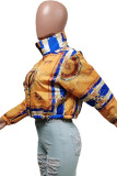 Cárdigan con estampado casual de moda multicolor Prendas de abrigo con cuello mandarín