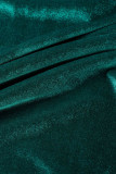 Зеленый Повседневная однотонная Пэчворк V-образный вырез Длинный рукав Из двух частей