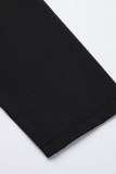 Robes irrégulières noires à col en V et imprimés de rue à la mode