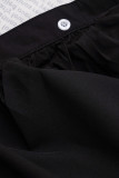 Vestidos irregulares pretos com estampa de rua em patchwork com decote em V