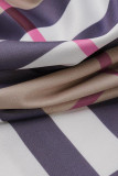 Khaki Fashion Casual Plaid Stampa con cintura Colletto con cerniera manica lunga Abiti taglie forti