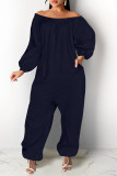 Lichtpaars Mode Casual Solid Basic Off-shoulder Jumpsuits in grote maten (geen zak)