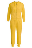 Collier à capuche jaune décontracté solide à chaud, plus la taille deux pièces