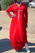 Красные повседневные платья в стиле пэчворк с воротником-молнией в британском стиле, прямые платья больших размеров