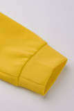 Collier à capuche jaune décontracté solide à chaud, plus la taille deux pièces