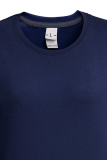Navy Blue Casual Street Character Patchwork O Neck Tops