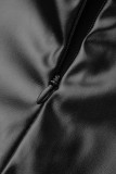 Черная модная повседневная сплошная повязка с выдолбленной половиной водолазки с длинным рукавом из двух частей