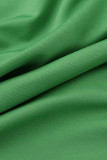 Vestidos de manga comprida verde moda casual atadura sólida decote em V