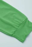 Grüne, modische, lässige, feste Verbandskleider mit V-Ausschnitt und langen Ärmeln