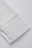 White Green Casual Print Patchwork Slit Turndown Collar Tops