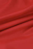 Colletto con cerniera lampo patchwork casual moda rosso manica lunga due pezzi