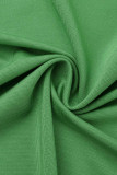 Robes à manches longues à col en V et bandage solide décontracté vert