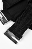 Patchwork sexy di moda nera scavato a maniche lunghe senza spalline con perline in due pezzi