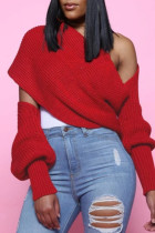 Red Sexy Casual Solid Backless Off the Shoulder Tops