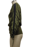 Vêtement d'extérieur à col zippé avec cordon de serrage décontracté vert armée