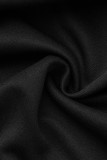 Zwart Mode Casual Patchwork Vest Broek Lange Mouw Twee Stukken