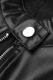 ブラックファッションカジュアルソリッドベーシックジッパーカラープラスサイズのコート